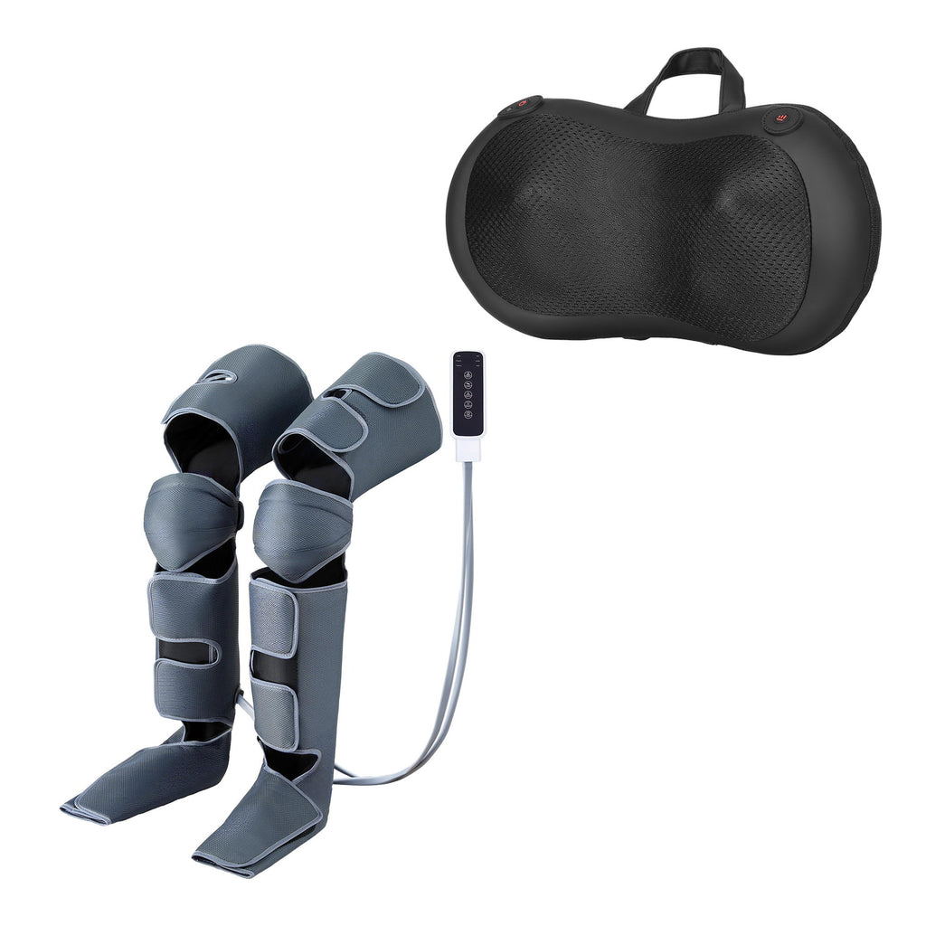 Livemor Leg & Foot Air Massager with Neck Massager – Heated Bundle