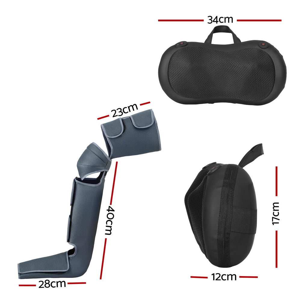 Livemor Leg & Foot Air Massager with Neck Massager – Heated Bundle