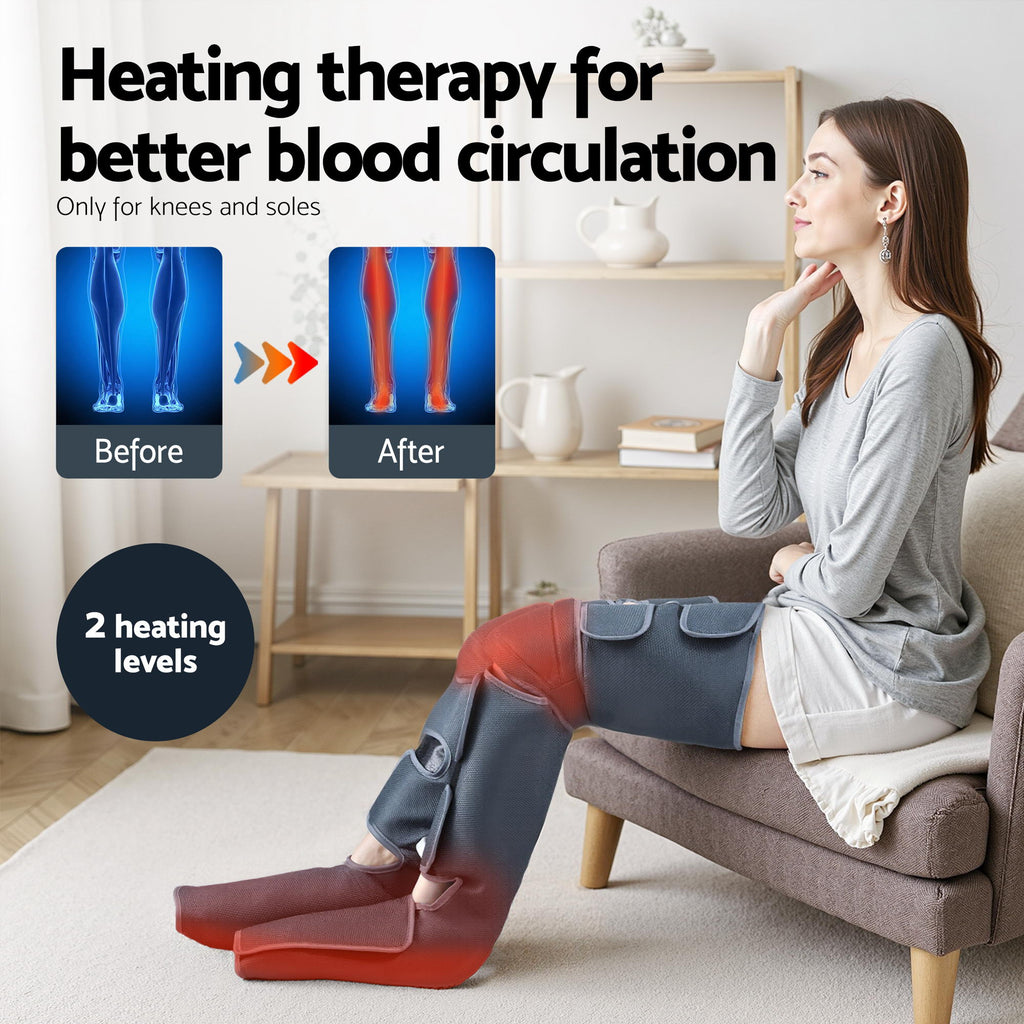 Livemor Leg & Foot Air Massager with Neck Massager – Heated Bundle