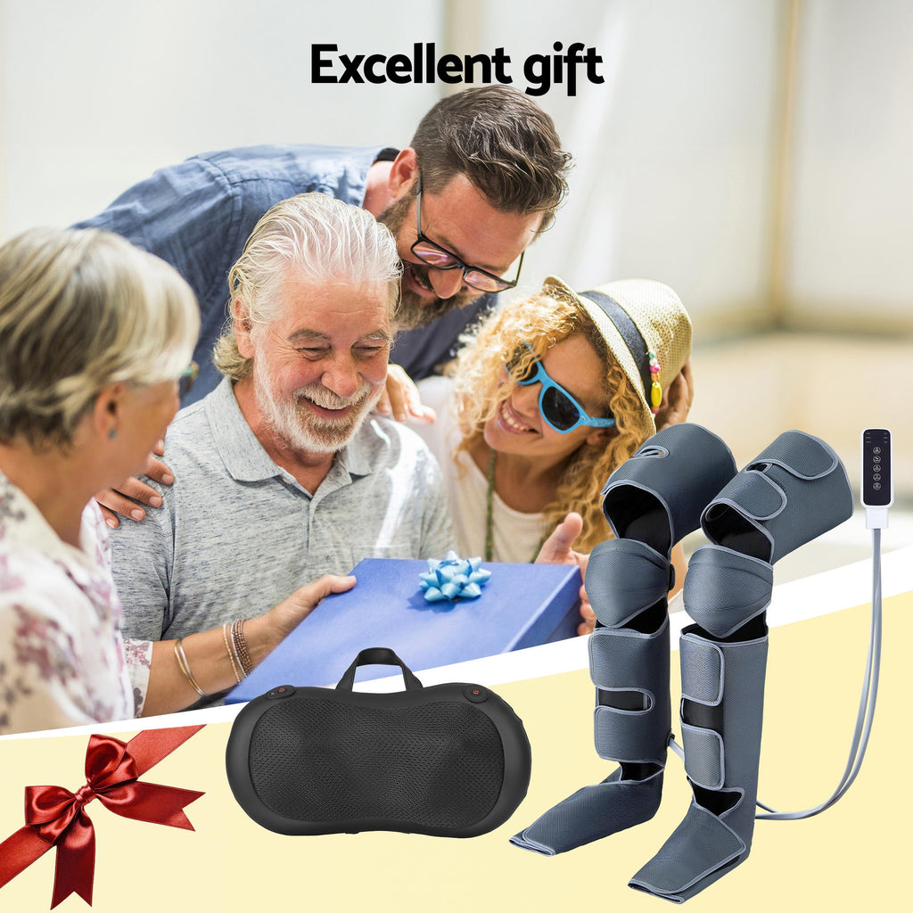Livemor Leg & Foot Air Massager with Neck Massager – Heated Bundle