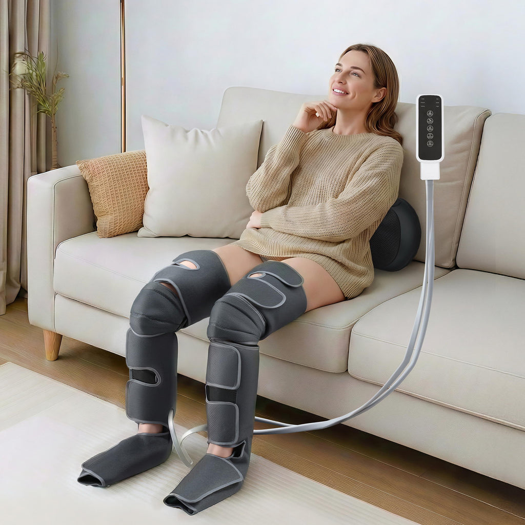Livemor Leg & Foot Air Massager with Neck Massager – Heated Bundle