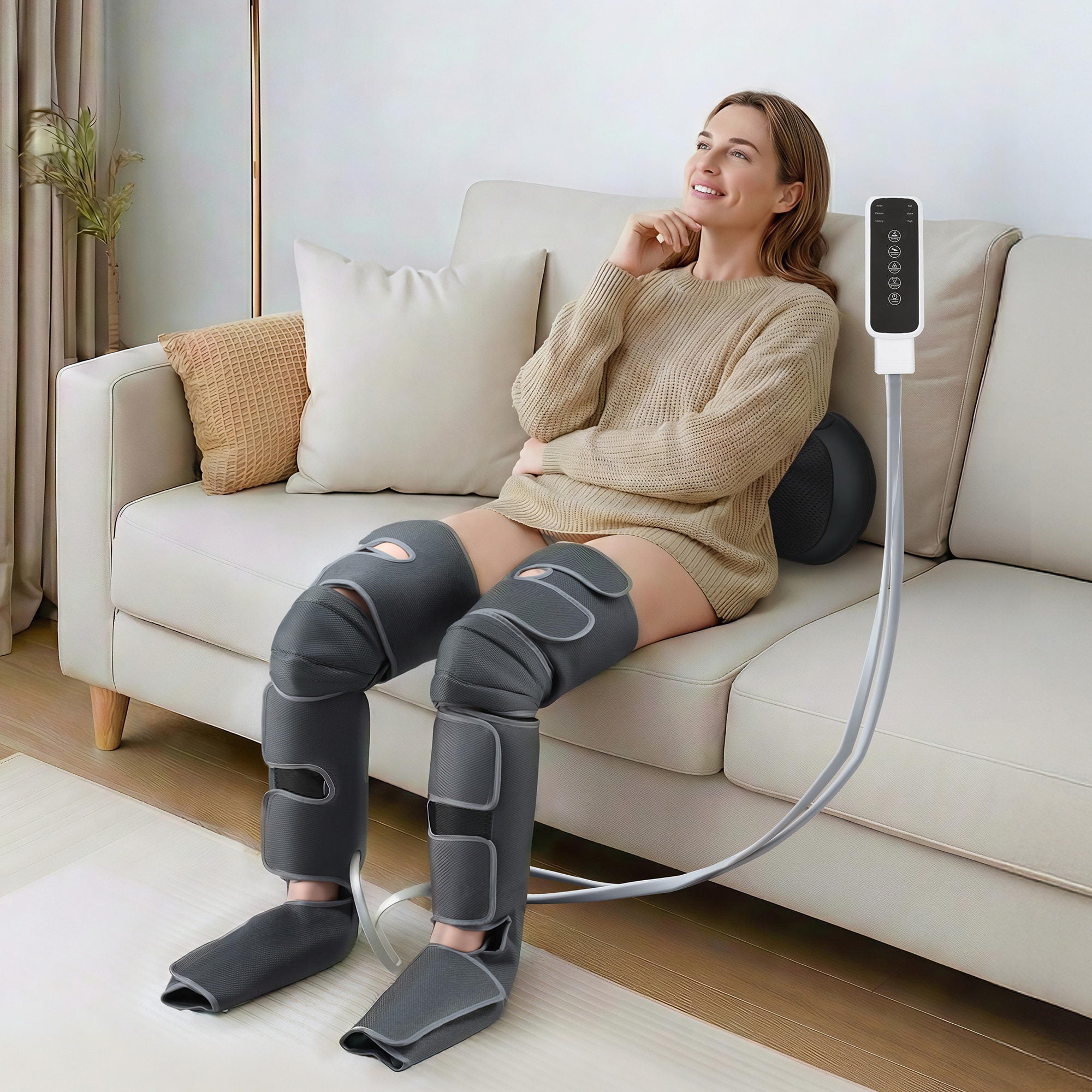 Livemor Leg & Foot Air Massager with Neck Massager – Heated Bundle