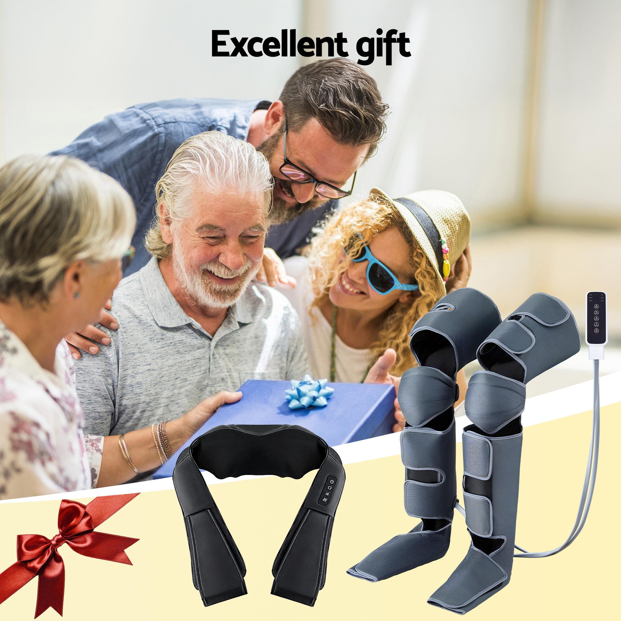 Livemor Leg & Foot Air Massager with Shiatsu Neck Massager – Heated