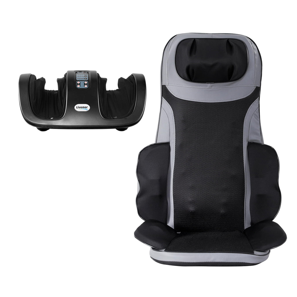 Livemor Full Back Massage Seat Cushion Heating With Kneading Foot Massagers