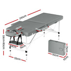Zenses Portable Massage Table – 55cm, 2-Fold, Aluminium, Grey