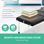 Zenses Portable Massage Table – 60cm, 3-Fold, Aluminium, Black