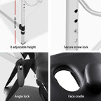 Zenses Portable Massage Table – 60cm, 3-Fold, Aluminium, Black