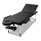Zenses Portable Massage Table – 60cm, 3-Fold, Aluminium, Black