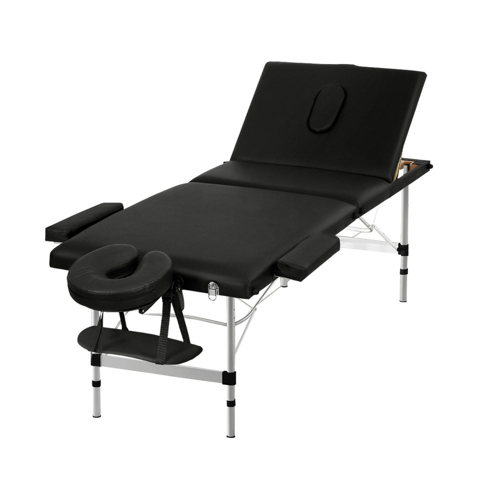 Zenses Portable Massage Table – 65cm, 3-Fold, Aluminium, Black