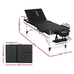 Zenses Portable Massage Table – 65cm, 3-Fold, Aluminium, Black