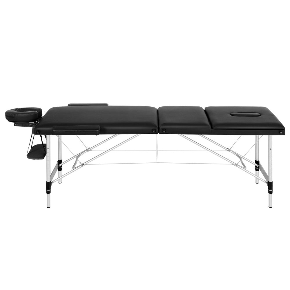 Zenses Portable Massage Table – 65cm, 3-Fold, Aluminium, Black