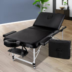 Zenses Portable Massage Table – 75cm, 3-Fold, Aluminium, Black