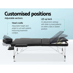 Zenses Portable Massage Table – 75cm, 3-Fold, Aluminium, Black