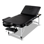 Zenses Portable Massage Table – 75cm, 3-Fold, Aluminium, Black