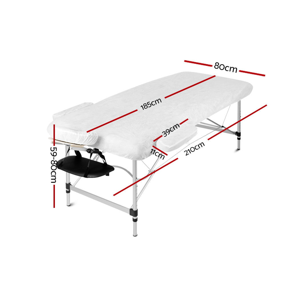 Zenses Portable Massage Table – 80cm, 3-Fold, Aluminium, Black