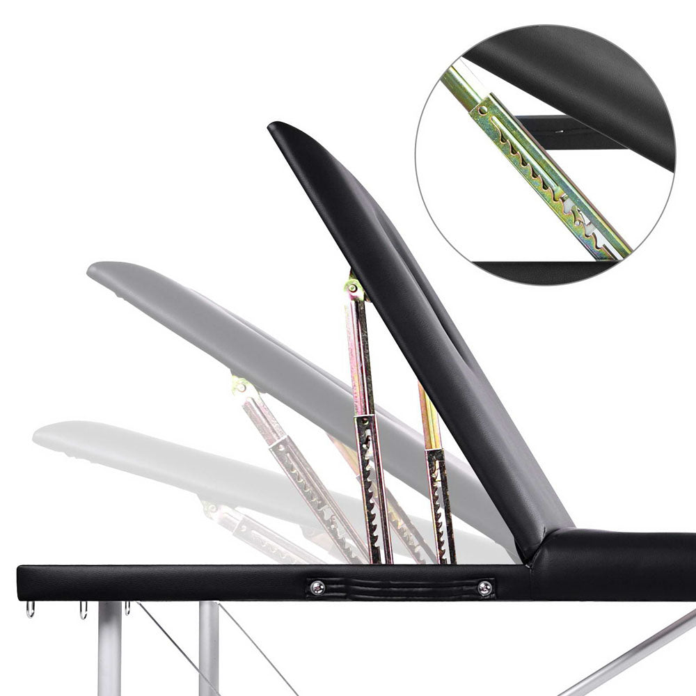 Zenses Portable Massage Table – 80cm, 3-Fold, Aluminium, Black