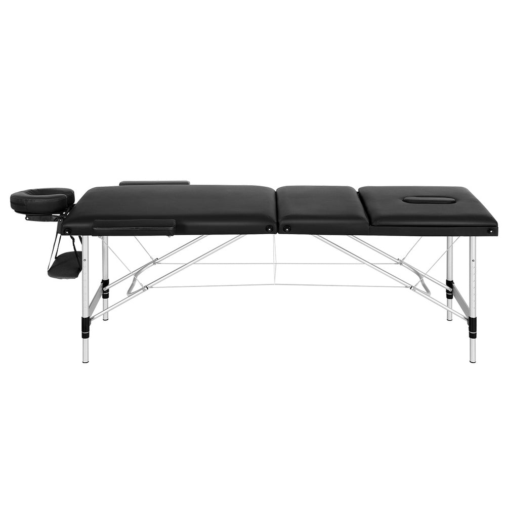 Zenses Portable Massage Table – 85cm, 3-Fold, Aluminium, Black