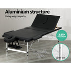 Zenses Portable Massage Table – 85cm, 3-Fold, Aluminium, Black