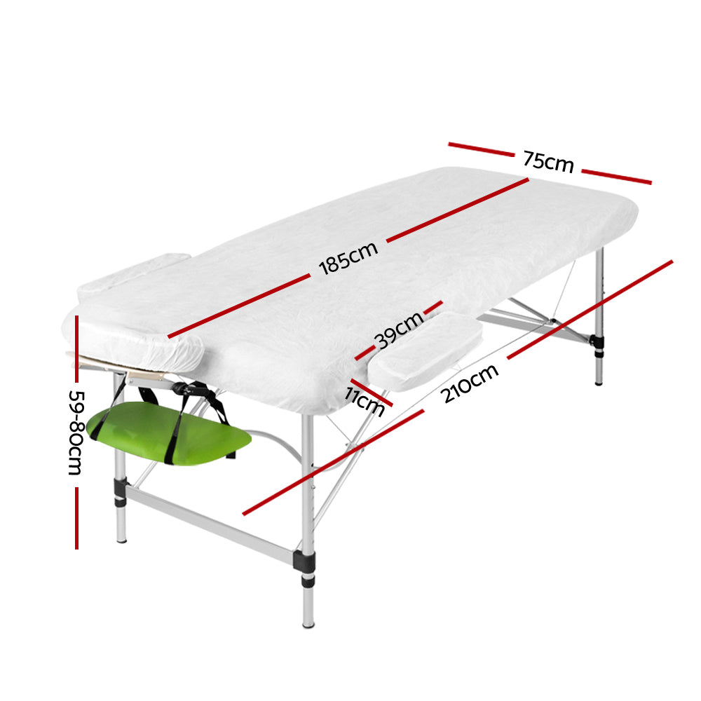 Zenses Portable Massage Table – 75cm, 3-Fold, Aluminium, Green