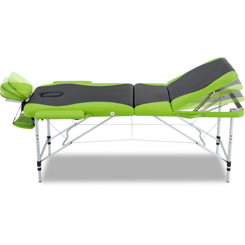 Zenses Portable Massage Table – 75cm, 3-Fold, Aluminium, Green