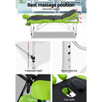 Zenses Portable Massage Table – 75cm, 3-Fold, Aluminium, Green