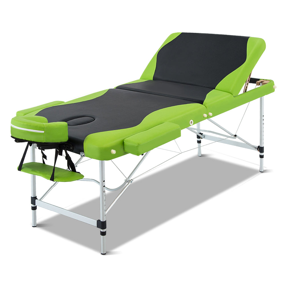 Zenses Portable Massage Table – 75cm, 3-Fold, Aluminium, Green