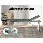 Zenses Portable Massage Table – 75cm, 3-Fold, Aluminium, Grey