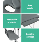 Zenses Portable Massage Table – 75cm, 3-Fold, Aluminium, Grey