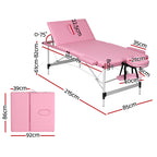 Zenses Portable Massage Table – 85cm, 3-Fold, Aluminium, Pink