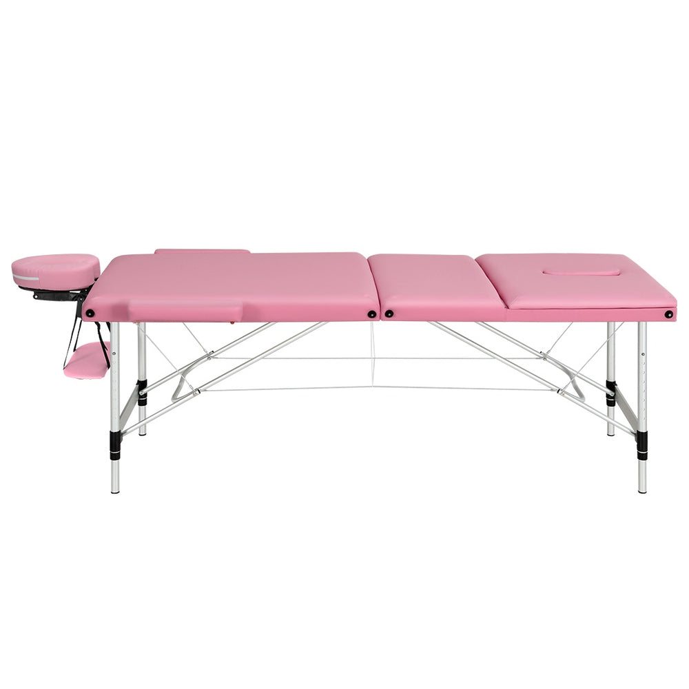 Zenses Portable Massage Table – 85cm, 3-Fold, Aluminium, Pink