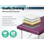 Zenses Portable Massage Table – 75cm, 3-Fold, Aluminium, Violet