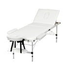Zenses Portable Massage Table – 65cm, 3-Fold, Aluminium, White