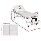 Zenses Portable Massage Table – 65cm, 3-Fold, Aluminium, White