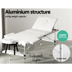 Zenses Portable Massage Table – 65cm, 3-Fold, Aluminium, White