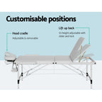 Zenses Portable Massage Table – 65cm, 3-Fold, Aluminium, White