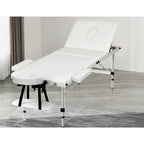 Zenses Portable Massage Table – 65cm, 3-Fold, Aluminium, White