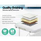 Zenses Portable Massage Table – 75cm, 3-Fold, Aluminium, White