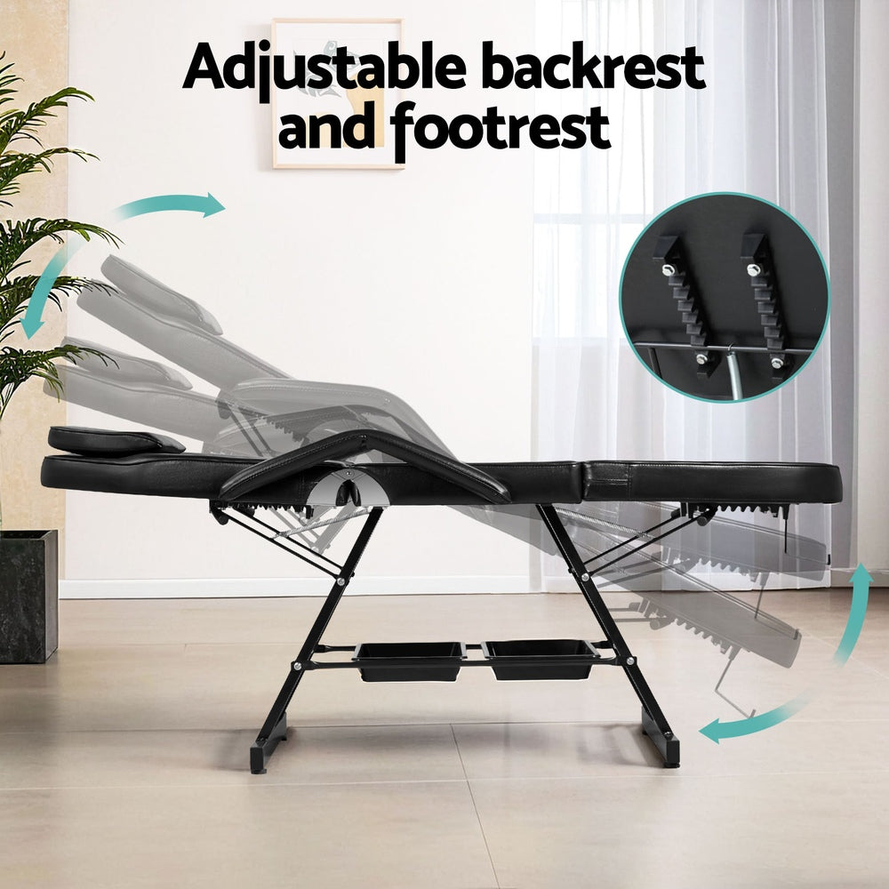 Zenses Adjustable Massage Table & Salon Chair – 3-Fold, Black