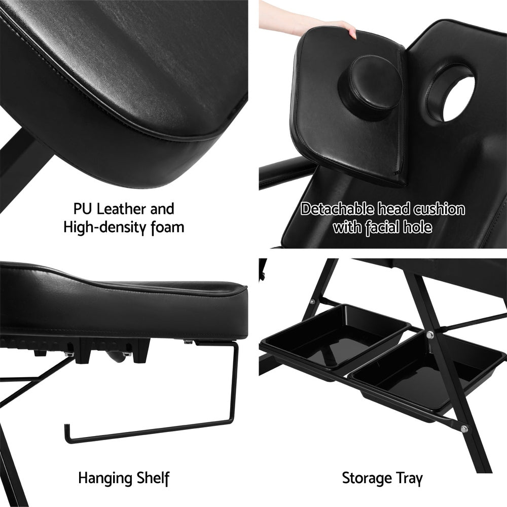 Zenses Adjustable Massage Table & Salon Chair – 3-Fold, Black