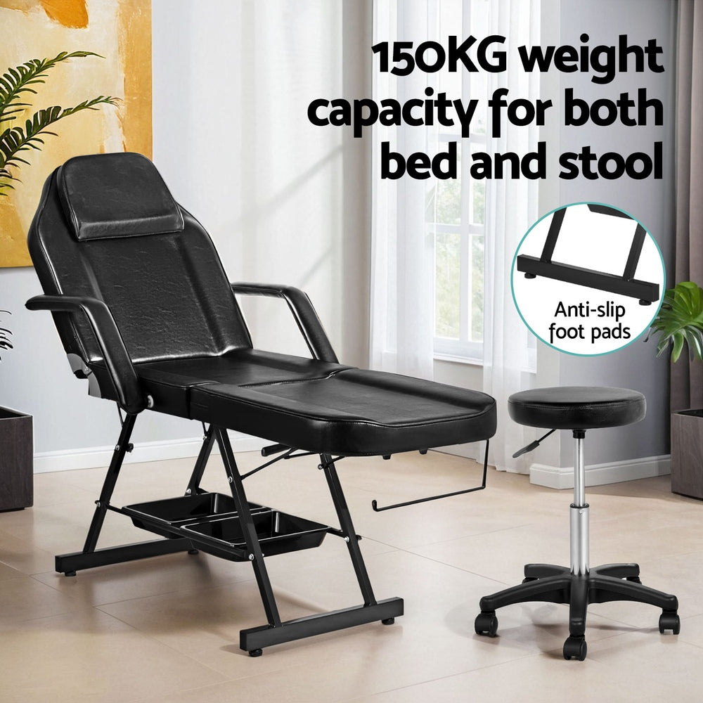 Zenses Adjustable Massage Table & Salon Chair – 3-Fold, Black