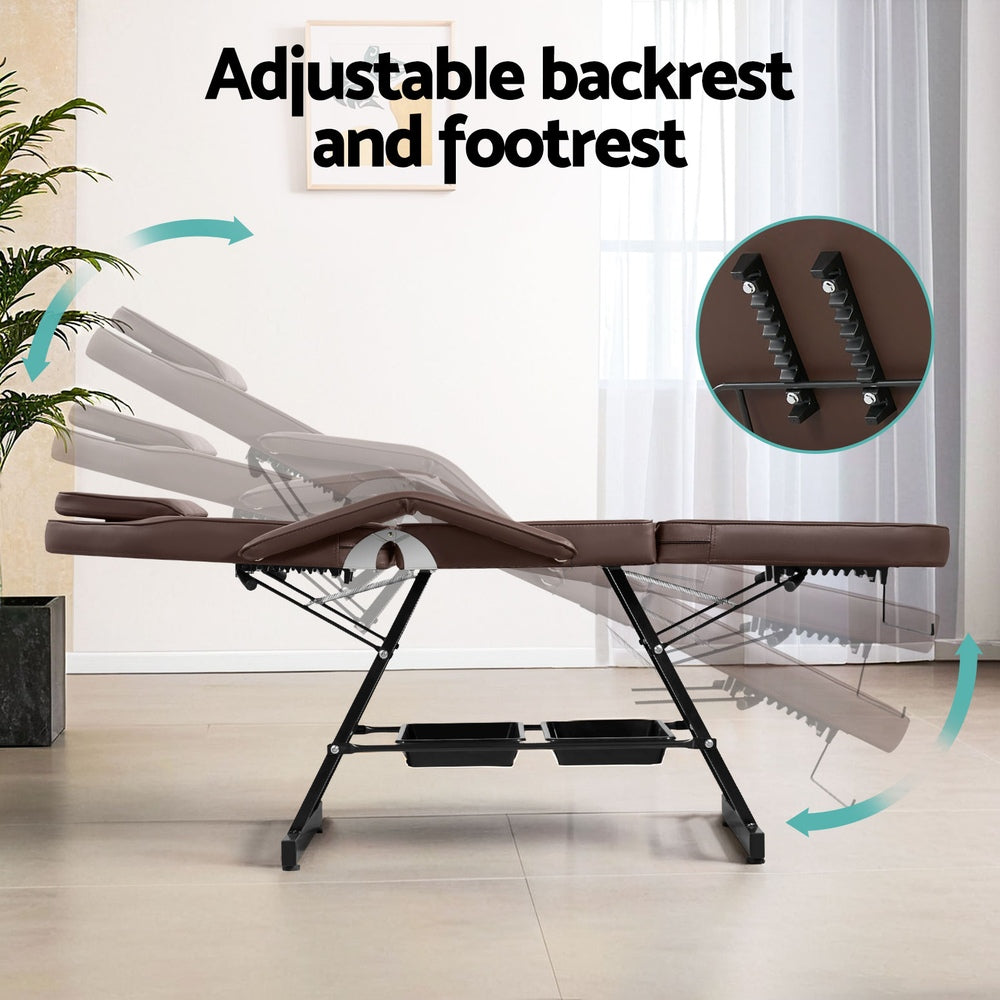 Zenses Adjustable Massage Table & Salon Chair – 3-Fold, Brown