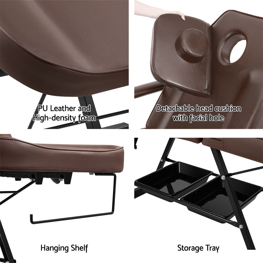 Zenses Adjustable Massage Table & Salon Chair – 3-Fold, Brown