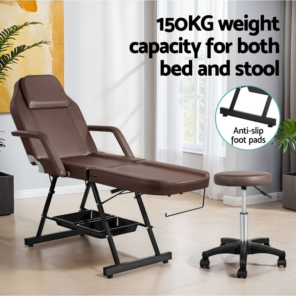Zenses Adjustable Massage Table & Salon Chair – 3-Fold, Brown