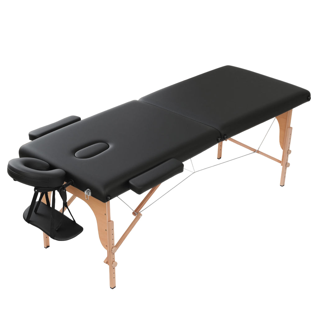 Zenses Portable Massage Table – 70cm, 2-Fold, Wooden, Black