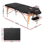 Zenses Portable Massage Table – 70cm, 2-Fold, Wooden, Black