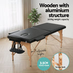 Zenses Portable Massage Table – 70cm, 2-Fold, Wooden, Black