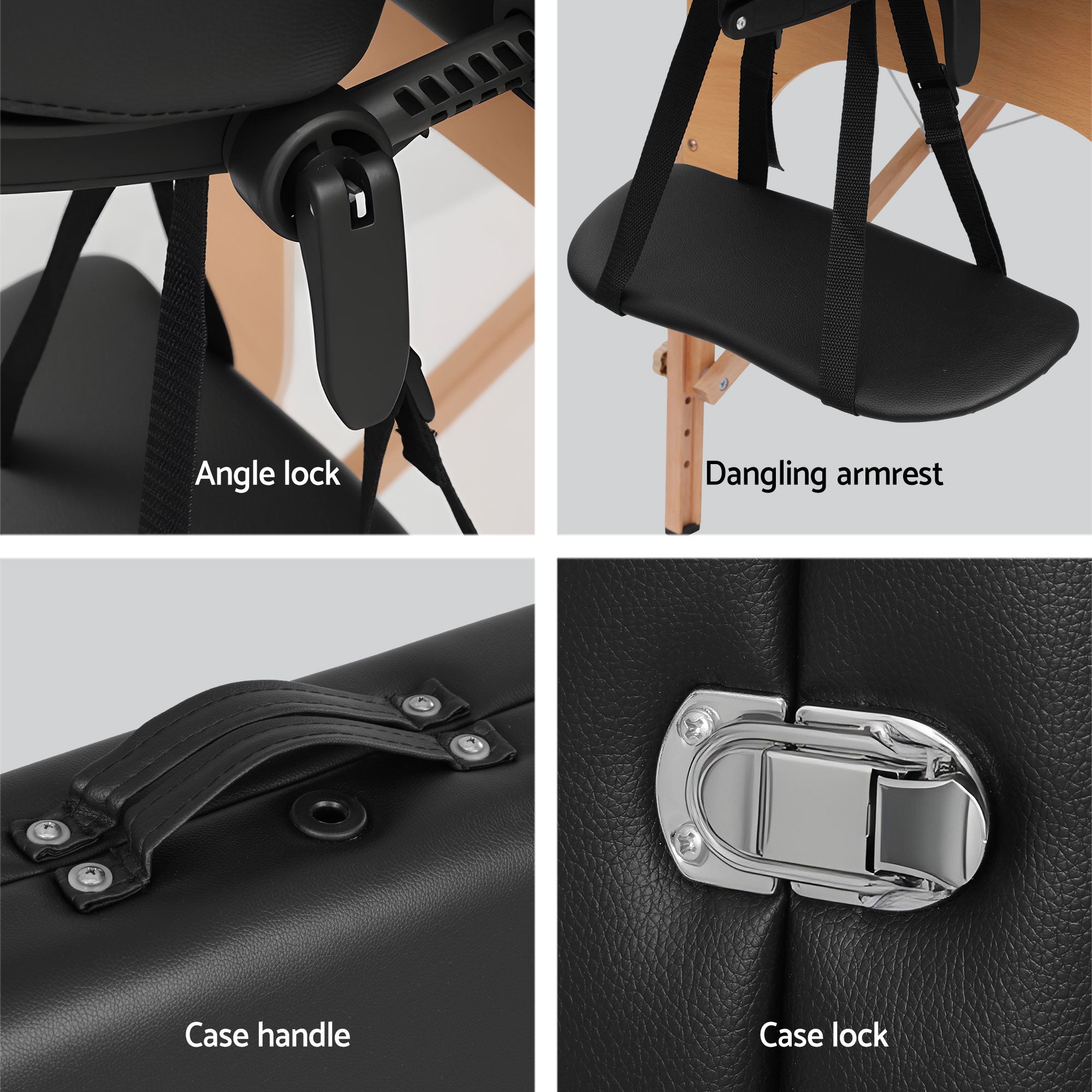 Zenses Portable Massage Table – 70cm, 2-Fold, Wooden, Black