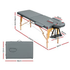 Zenses Portable Massage Table – 56cm, 2-Fold, Wooden, Grey