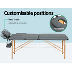 Zenses Portable Massage Table – 56cm, 2-Fold, Wooden, Grey