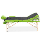 Zenses Portable Massage Table – 70cm, 3-Fold, Wooden, Green